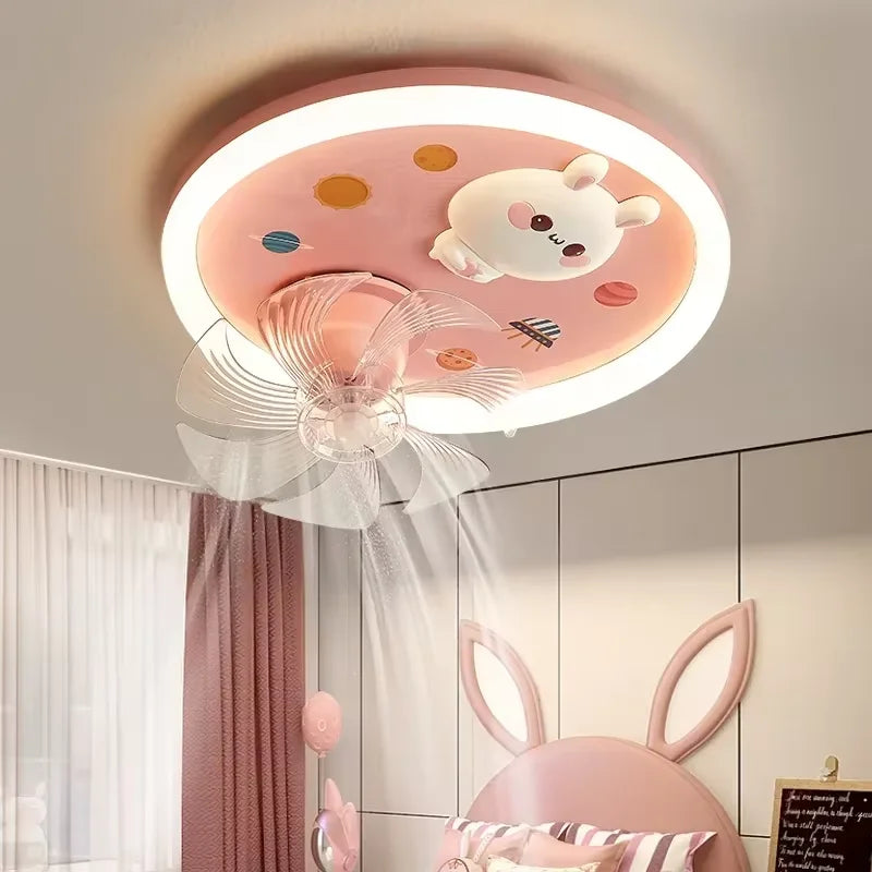 Modern Kids Room Ceiling Fan Light Cartoon Moon Astronaut Ceiling Lamp Boy Girl Bedroom Nursery Study Chandelier Ceiling Lights