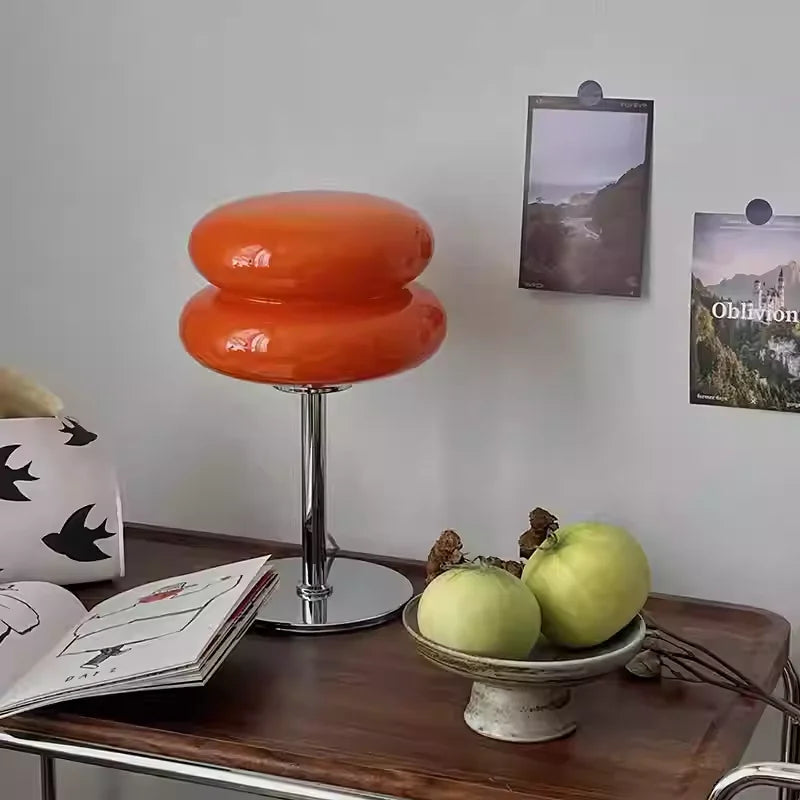 Glass desk lamp with three color dimming, living room atmosphere light, eye protection night light, girls' bedroom bedside decor