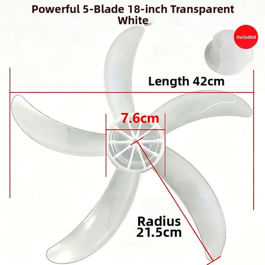 18 Inch Plastic Fan Blade 5 Leaves With Nut Cover Electric Fan Accessories Household Standing Pedestal Fan Blade