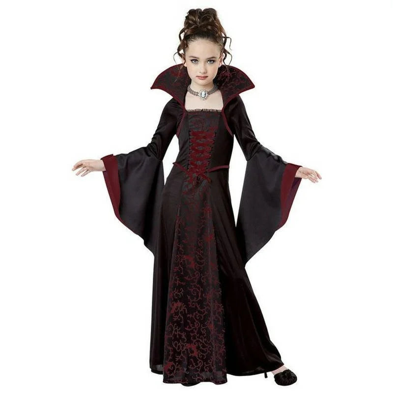 Halloween Costume Dress For Kids Fantasy Vampire Costume Girls Witch Cosplay Children's Party Performance Gown Clothing 4-12Y