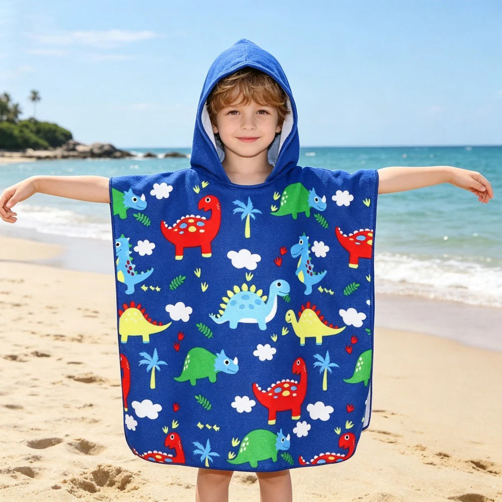 Children Bathing Stuff Kids Hooded Cape Towel Boy Cartoon Bathrobe Baby Swimming Towel Girls Unicorn Beach Towel Wrap Blanket