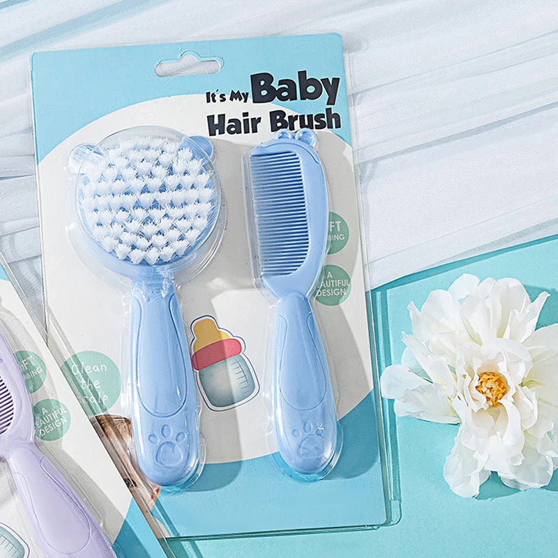 (BBQ4)2Pcs/Set Cute Kids Baby Small Hair Brush and Comb Set for Newborns & Toddlers Baby Brush Soft Bristles Baby Hair Care Gift