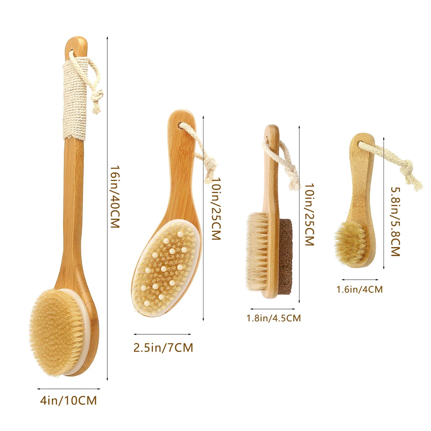 Body brush set exfoliating body dry brush facial massage brush removing dead skin volcanic stones