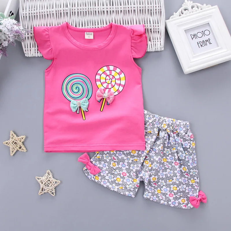 New Summer Fashion Baby Girls Clothes Children Cute Cotton Vest Shorts 2Pcs/Sets Toddler Casual Costume Infant Kids Tracksuits