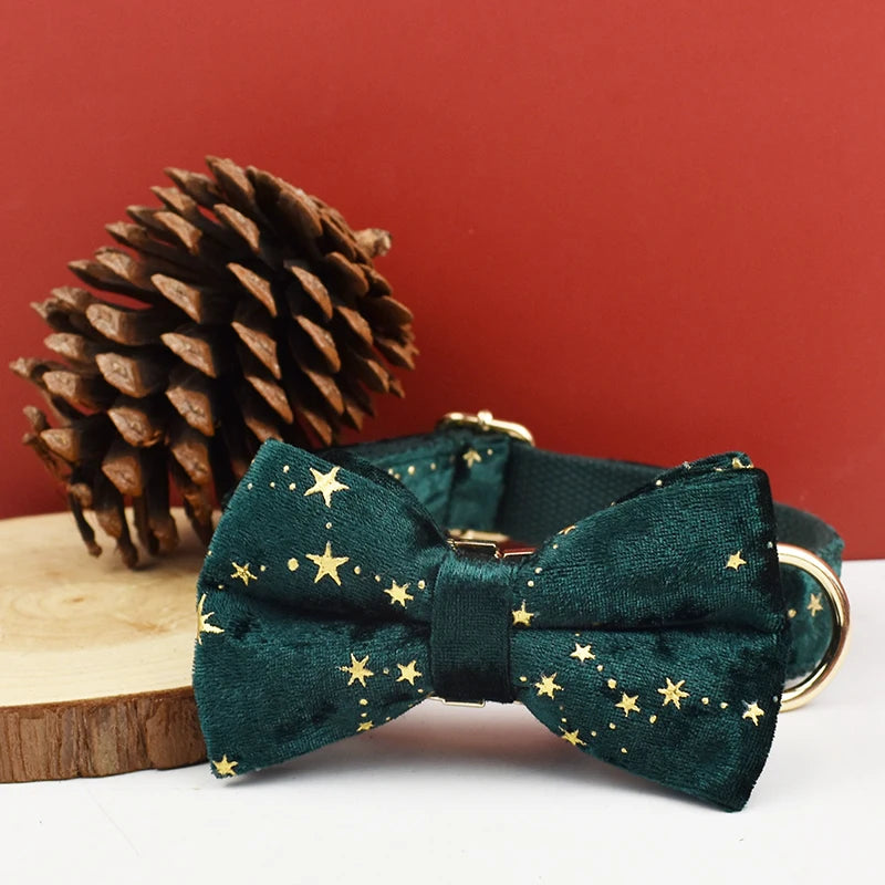 Luxury Personalized Dog Collar  Leash set custom，custom Logo detachable dog bow tie collar designer dog collar and leash set