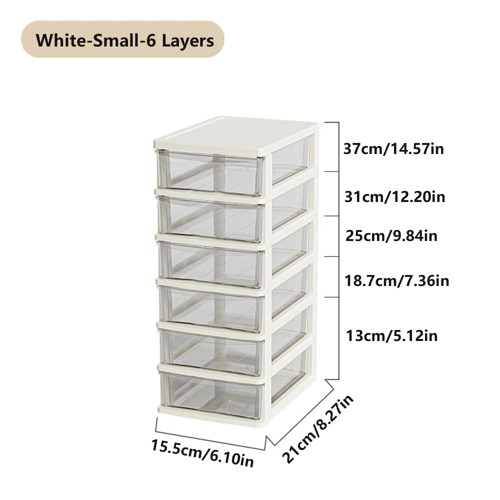 Desktop Storage Box with Drawers 2-6 Layers - Heightened Table Organizer for Office Home