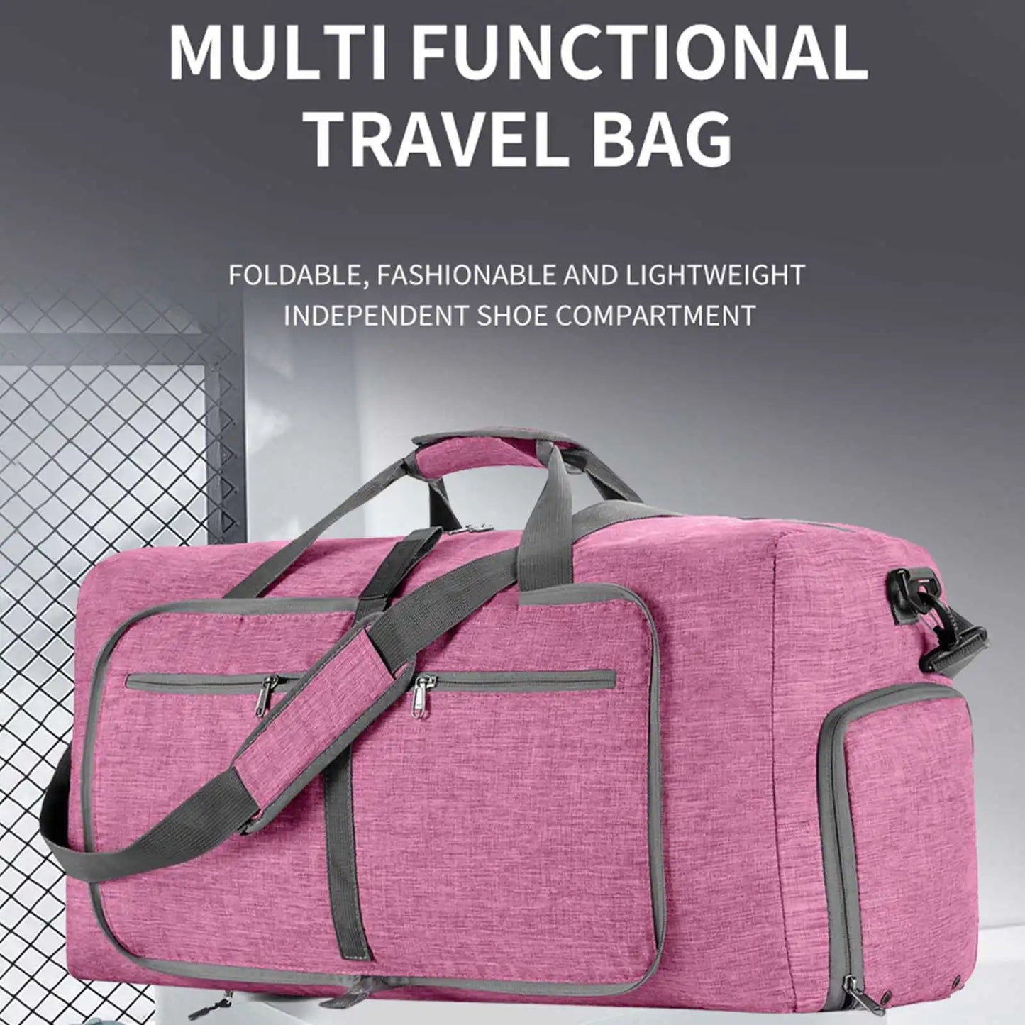 Gym Bag with Shoe Compartment Carry On Luggage Travel Bag Sports Bag Duffle Bag for Men and Women Foldable and Expandable