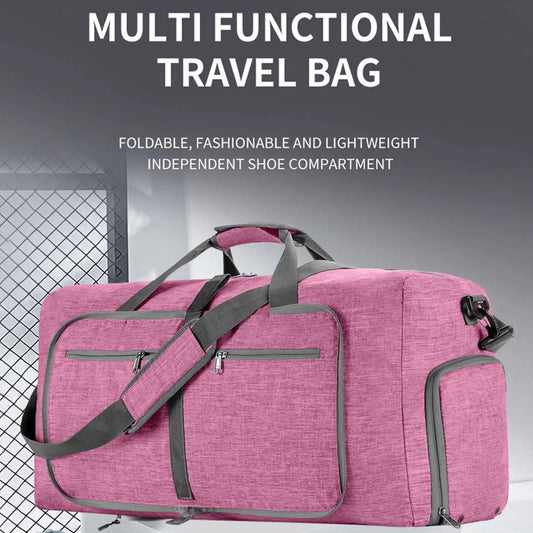 Gym Bag with Shoe Compartment Carry On Luggage Travel Bag Sports Bag Duffle Bag for Men and Women Foldable and Expandable