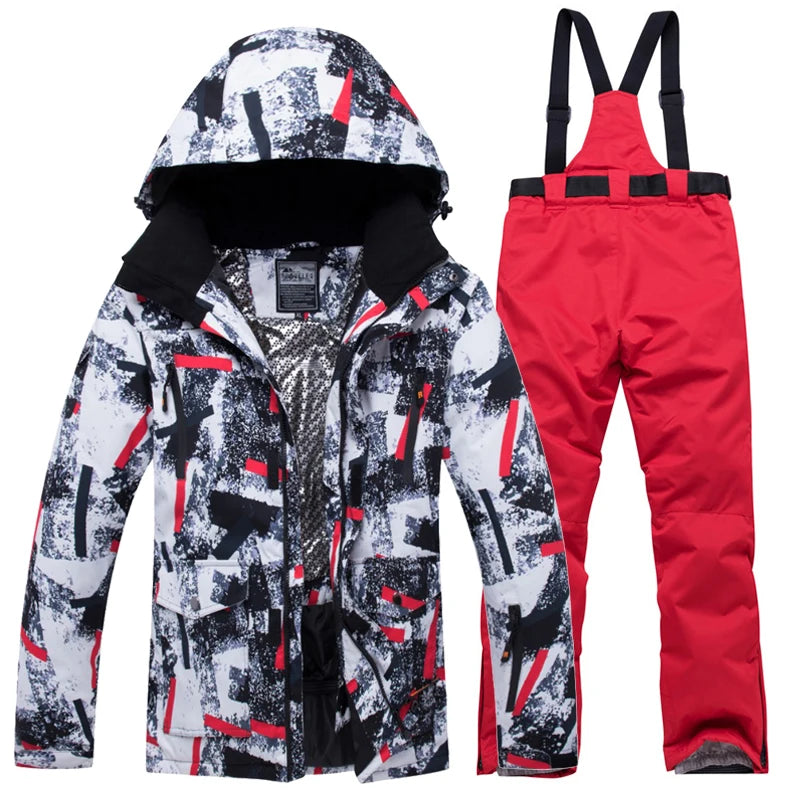 Winter Ski Suit for Men Outdoor Sports Warm Windproof Waterproof Snow Jackets Pants Male Ski Equipment Snowboard Jacket SK032