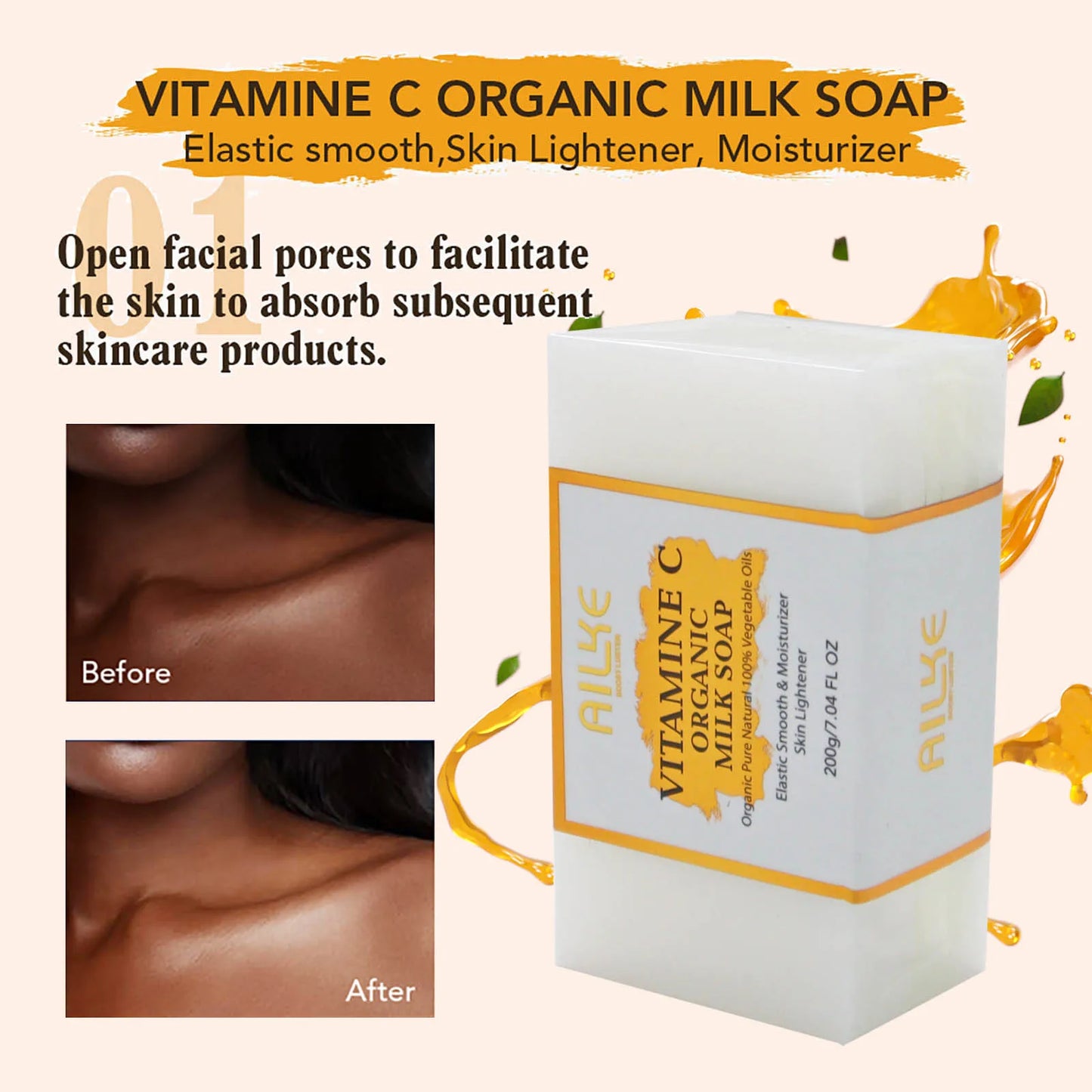 AILKE Vitamin C Skin Care Set, with Lightening Body Lotion, Even Skin Tone Face Cream, Whitening Serum, Brightening Soap