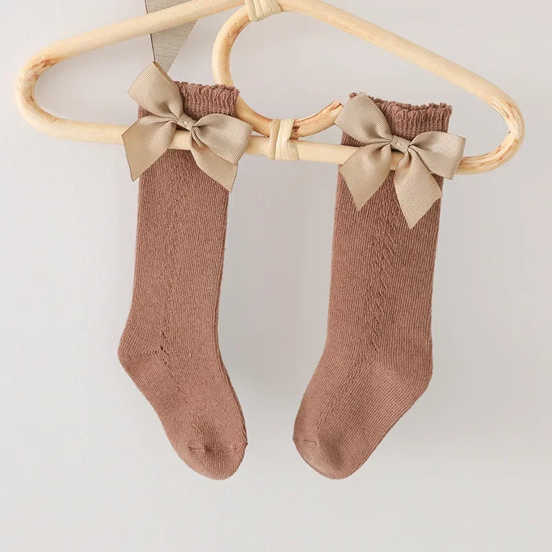 Sweet Baby Girl Knee-High Socks Toddlers Bow Stockings Newborn Infant Non-Slip Sock