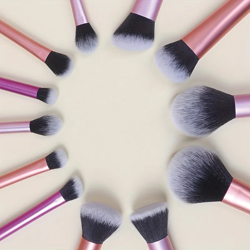 12pcs Multi-Functional Complete Makeup Brush Set: Loose Powder Brush, Blush Brush, Foundation Brush, Eyeshadow Brush, Blending B