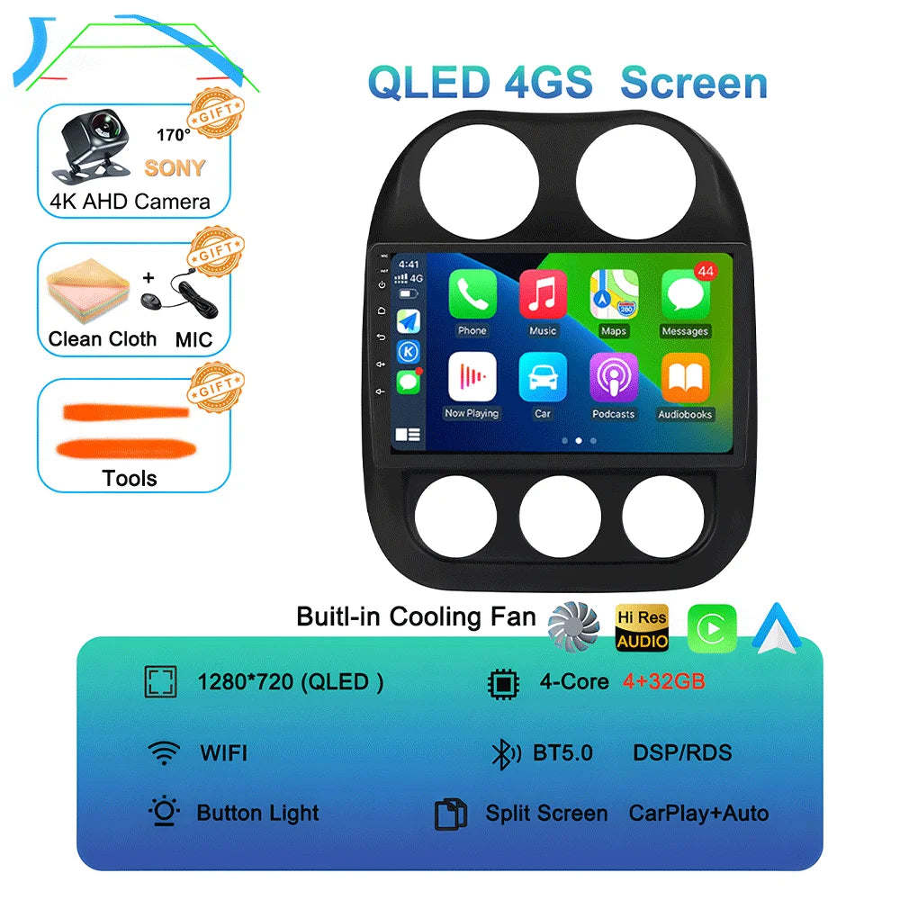 Android15 video Player Car Radio For Jeep Compass Patriot 2010 - 2016 Autoradio Stereo 2 Din GPS Navigation Carplay DSP WIFI+4G
