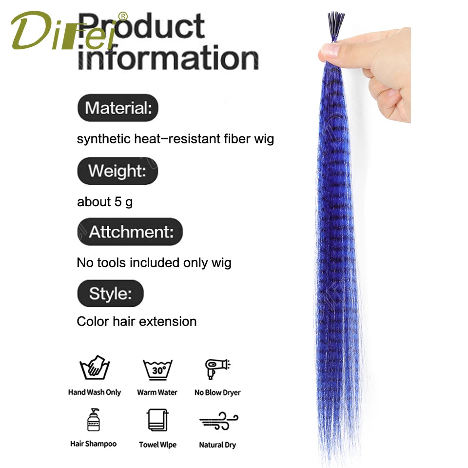 Synthetic Wig Extensions for Women 10 Strands/Pack Colorful Feather Hair Extensions Wig Accessories Suitable for Daily Wear