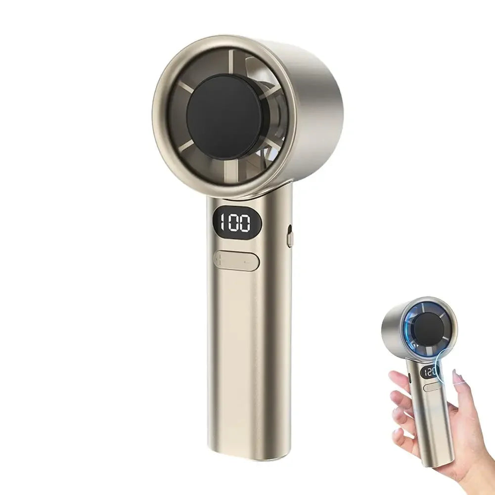 Portable Hand Fan , 120 Wind Speeds, Mini Bladeless Handheld Fan, USB Rechargeable Personal Highspeed Fans, Electric Eyelash Fan