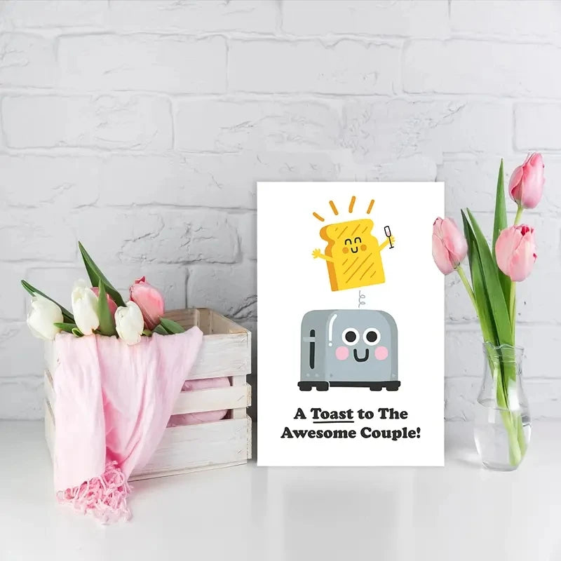 1pc, Wedding card Funny wedding Card, Bride and Groom, A toast to the wedding couple.