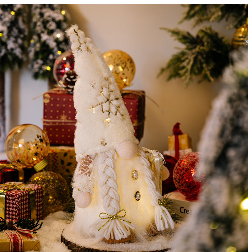 Christmas Gnome LED Night Light 2025 - Sequins Faceless Doll Ornament, Xmas Decor Gift for New Year Holiday