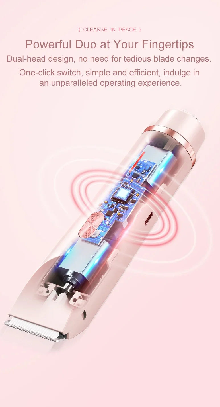1PC Dual Head Hair Trimmer Women Electric Razors Rechargeable Wet Dry Painless Shaer Machine Hair Remoer For Body Private Areas