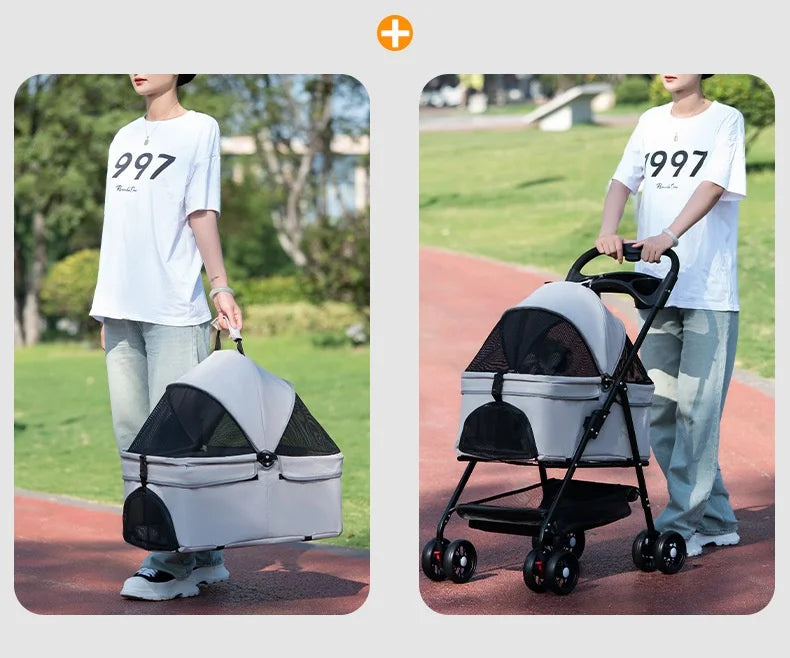 Pet Cart, Dog, Cat, Teddy Baby Stroller, Small Pet Cart, Lightweight and Foldable for Outdoor Travel