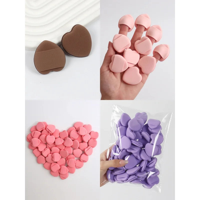 50-Pack Mini Fingertip Powder Puff Set (Pink) - Precision Foundation & Concealer Applicator Sponge Finger Pads