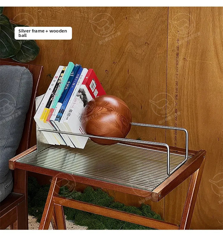 Bauhaus Creative Bookshelf Solid Wood Ball-Bearing Magazine Holder Mid-Century Modern Desk Organizer Artistic Home Display shelf