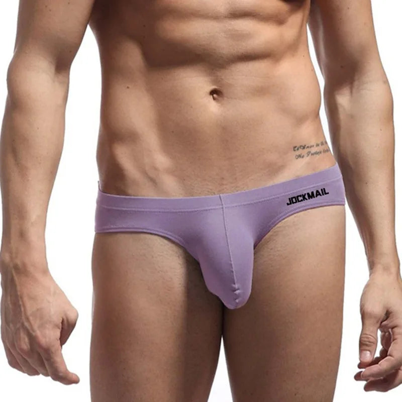 JOCKMAIL Summer New Men's Low Waist Panties Pink Sexy Gay Breifs Shorts Male Beach Bikini Bottoms Uderpants