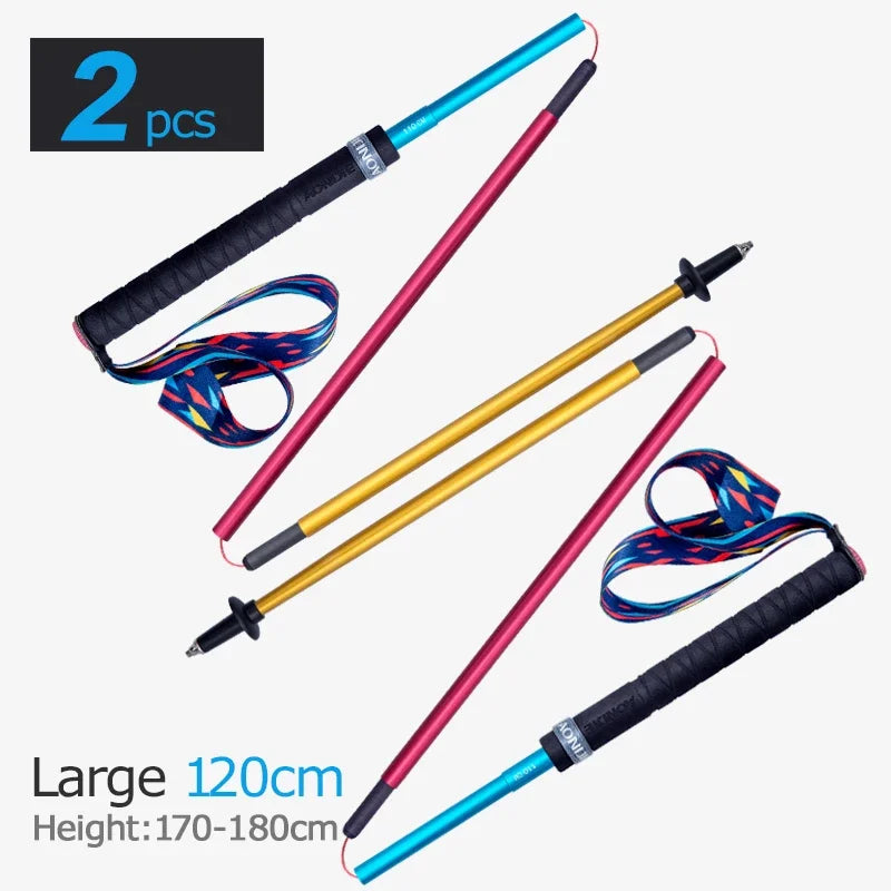 AONIJIE 2pcs Trekking Poles Folding Walking Stick Quick Lock Hiking Cane Carbon Fibers Adjustable Ultralight Walking Pole