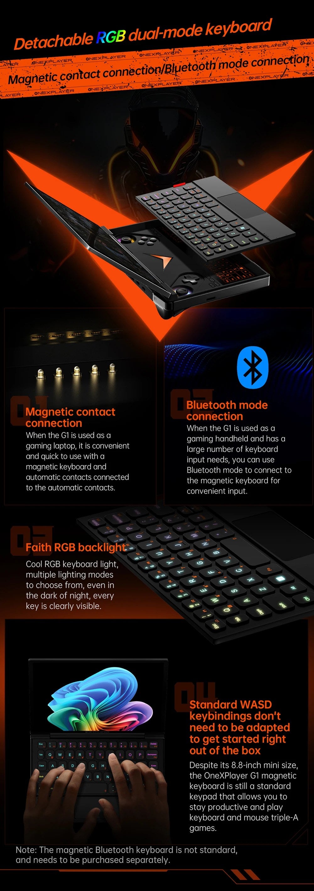 OneXPlayer G1 Gaming Laptop AMD Ryzen AI 9 HX 370 &amp; Intel Core Ultra 7 255H Portable 8.8 Inch 144Hz Dual-Mode Keyboard Computer