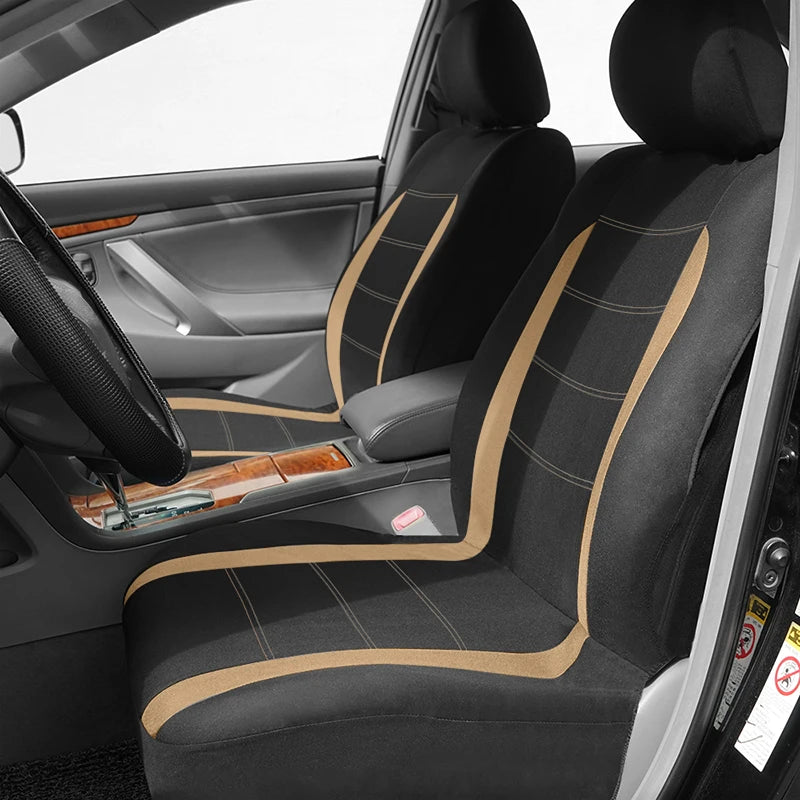 AUTO PLUS Beige Car Seat Cover Universal Fabric Seat Covers Car Accessories Interior Fit For Most Car Suv Truck Seat Cushion