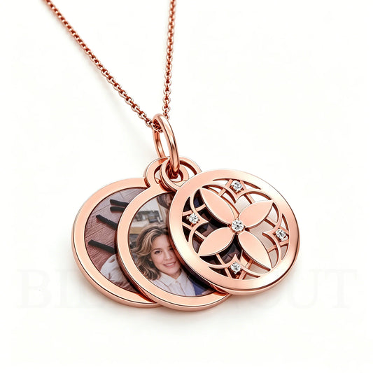 Custom Photo Necklace 316L Stainless Steel Multi-Layer Personalized Picture Pendant Memorial Jewelry Gift