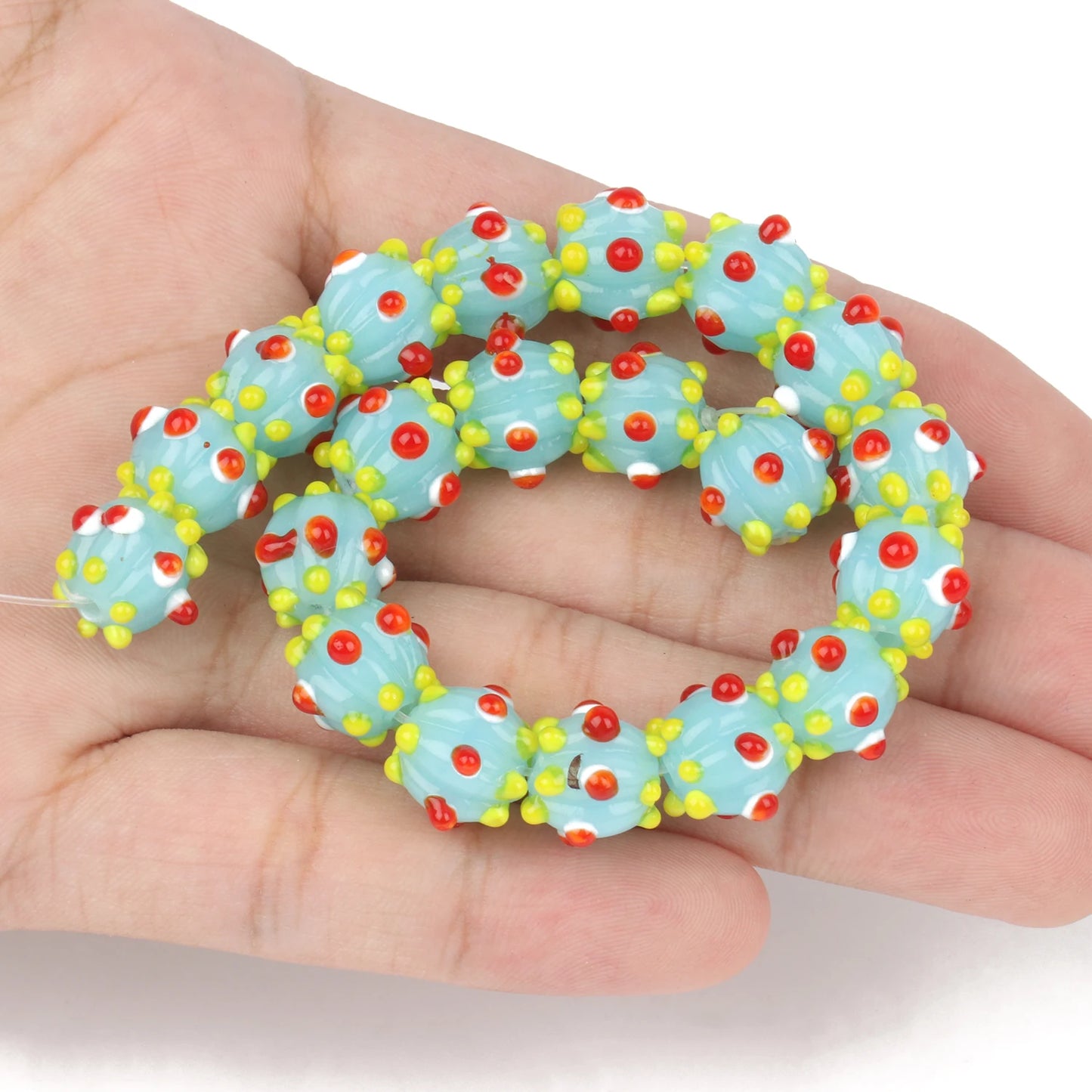 10mm Multicolor Murano Pumpkin Spot Lampwork Glass Loose Spacer Large Beads For Jewerly Making Diy Bracelet Earring Accessories