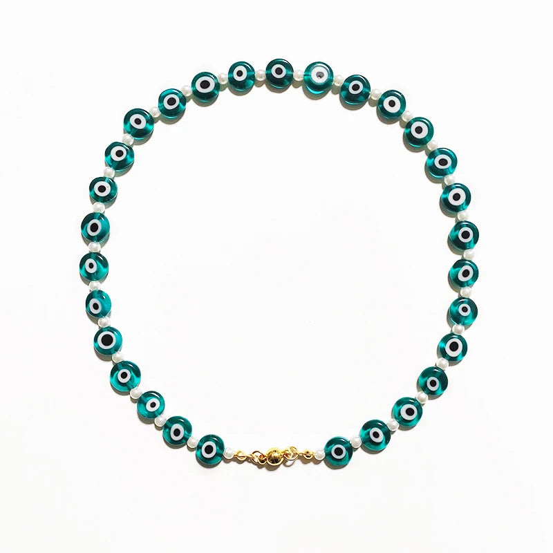 Fashion Rainbow Beads Choker Bohemian Handmade Imitation Pearls Necklace Women Charming Accessories 2022 New Trendy Jewelry