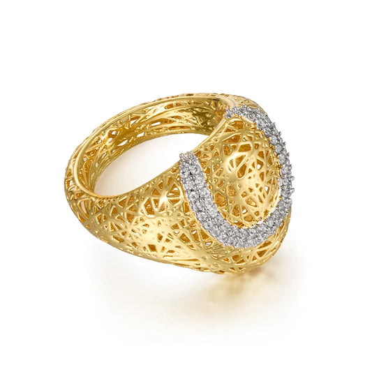 IVOG Brilliant Zircon U-shape Design Ring For Women Hollow Out Luxury Ring Fashion Jewelry Flagship Store