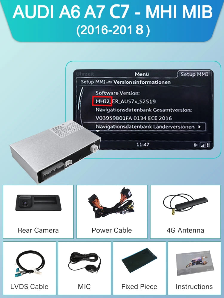 Wireless CarPlay For Audi A6 A7 C7 MMI 3G HN+R 2009-2015 RMC 2012-2018 MIB 2016-2018 Car Play Android Auto Reverse Camera