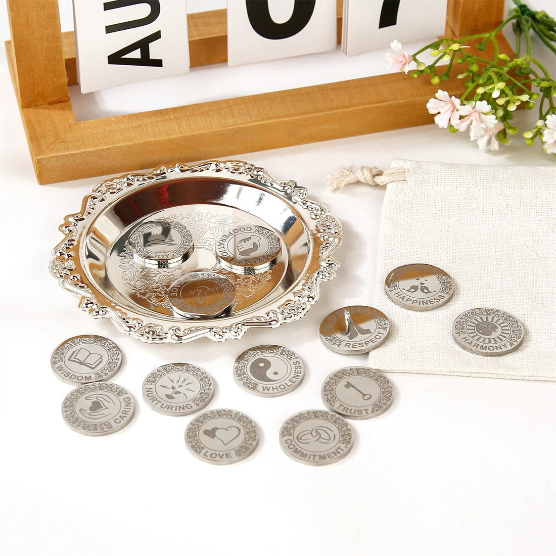 Custom Wedding Arras with Round Plate Matrimony Ceremony Arras De Boda Gift Set Mexican Wedding Accessories for Ceremony