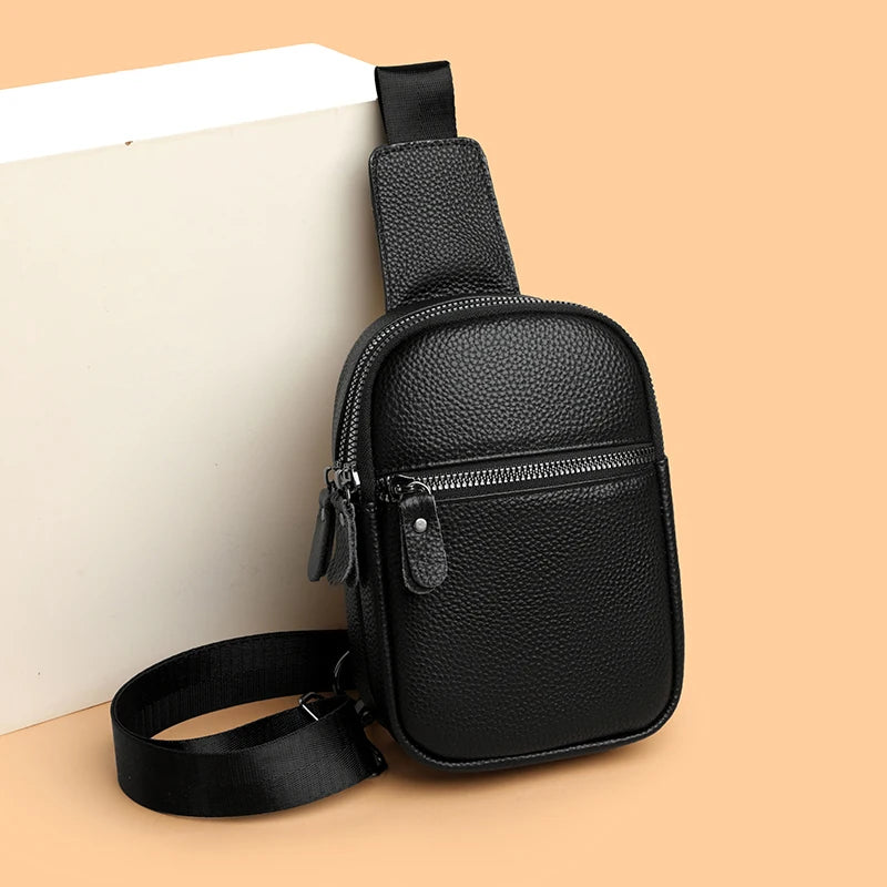 Luxury Genuine Leather Men's Chest Pack Shoulder Bags Fashion Messenger Sling bag Brand Travel Bags Crossbody Unisex Sac Wallet