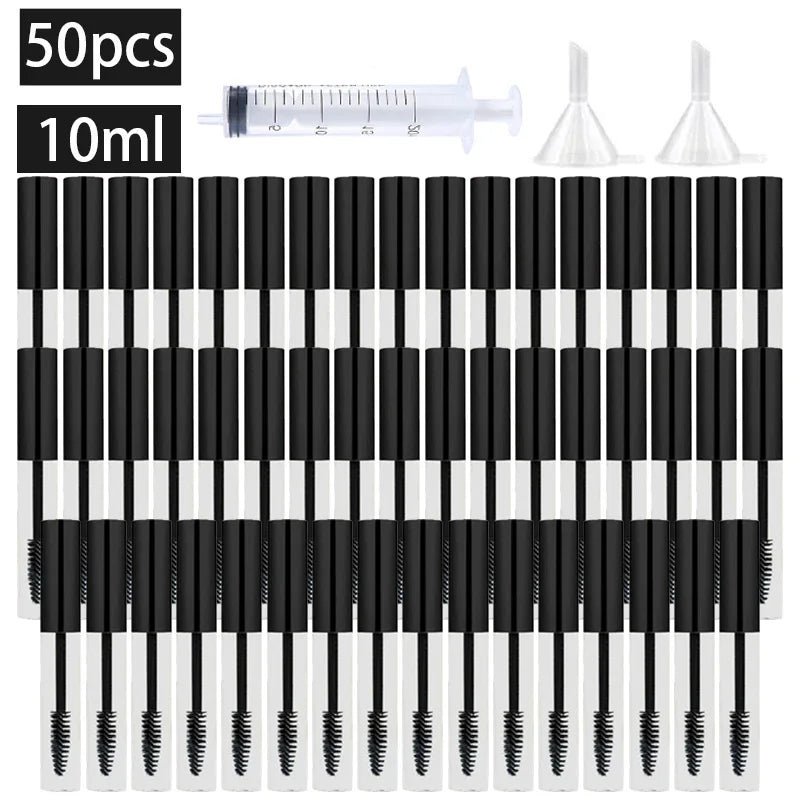 50PCS 5/10ML Protable Empty DIY Mascara Tube with Eyelash Wand Container with Funnels Transfer Pipettes for Travel Wholesale
