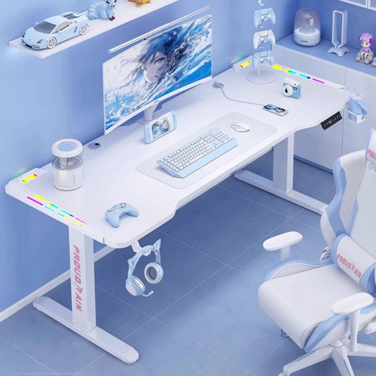 white elegant Computer table Modern Luxury elegant design elevable desk high-end fashion escritorios gaming bedroom furniture