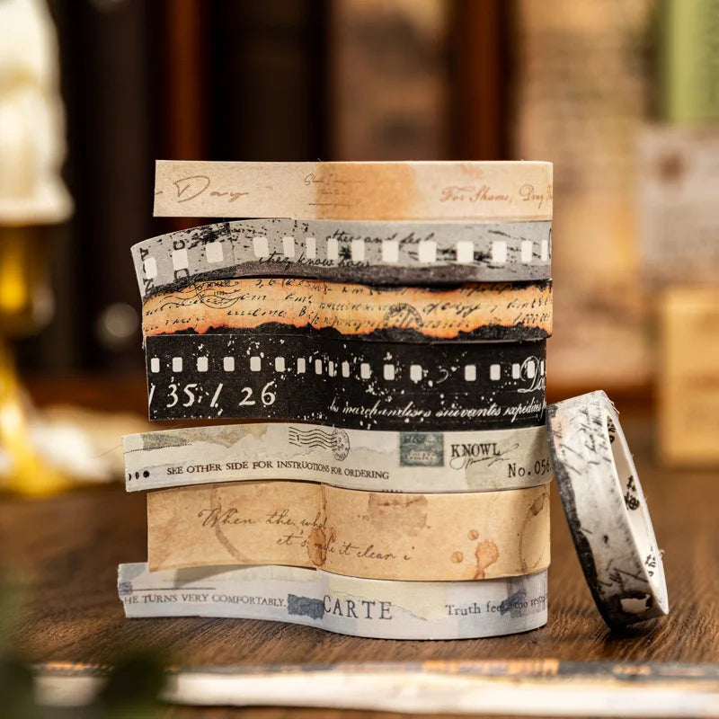 4Pc/Set Former Book Pavilion Series Paper Tape Washi Masking Decorative Collage Adhesive DIY Scrapbooking Hand Made Stationery