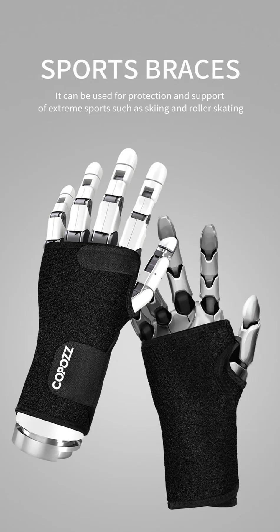COPOZZ Ski Wristbands Unisex Wrist Wear-resistant Non-slip Protection Sweat Bands Running Fitness Sports Protection Equipment