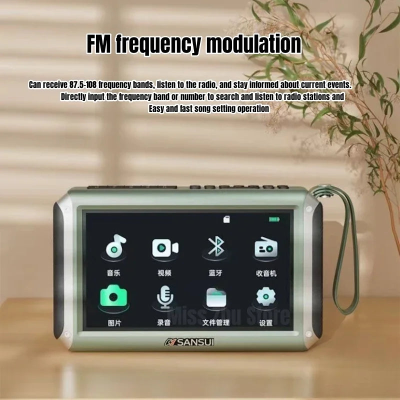SANSUI F55 Portable FM Radio Video display radio Wireless Bluetooth Speakers Dual TF Card Slot MP4 Music Player Video E-book