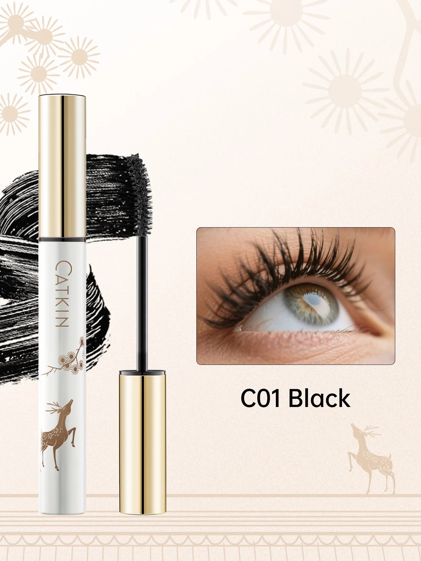 CATKIN Makeup Black Lifting Mascara, Volume and Length Mascara with Waterproof & Long Lasting for sensitive eyes.