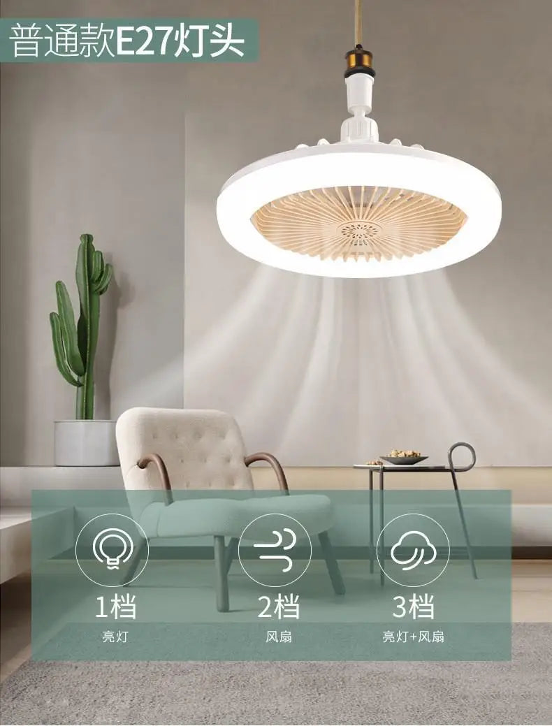 LED Ceiling Fan with E27 Screw and Remote Control, Oscillating Ceiling Fan with Adjustable Speed, Quiet for Bedrooms (124)