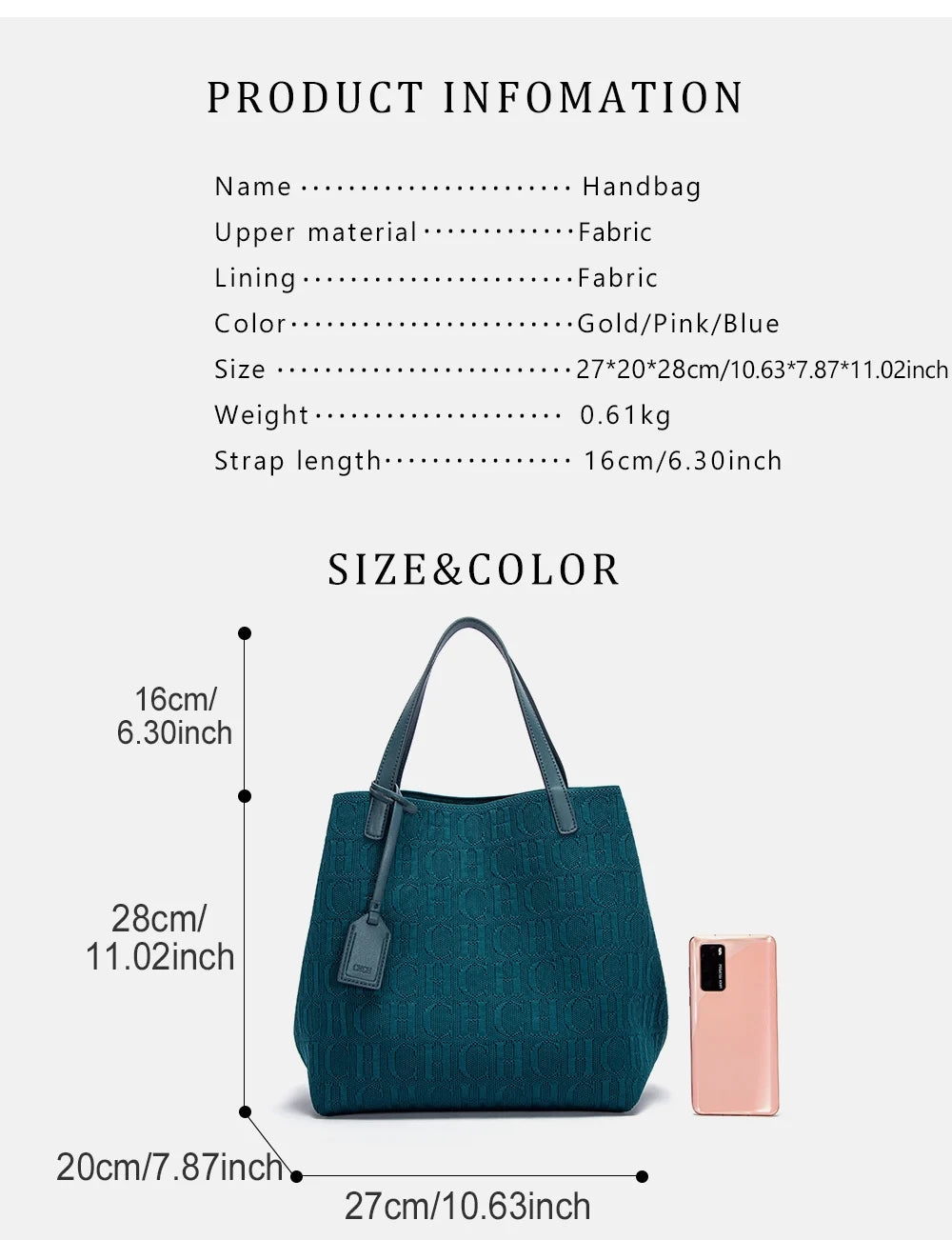 Women's Luxury Design Multi functional Handheld Shopping Handbag Fashionable New 2024 Solid Color Handbag