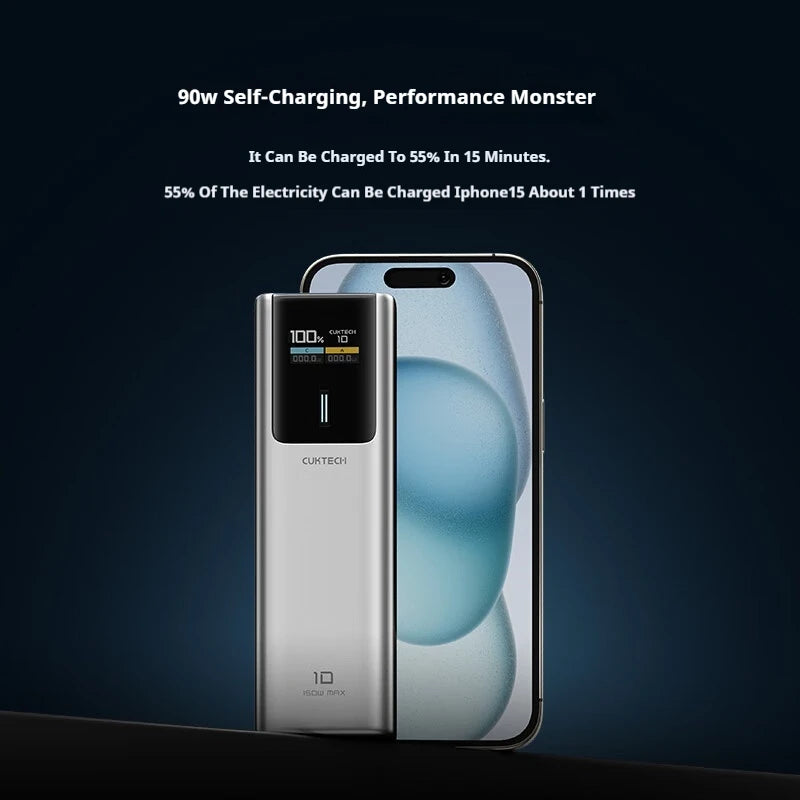 CUKTECH No.10 150w Power Bank Two-Way Fast Charge 10000mAh Portable Powerbank Fast Charging For iPhone16 15 14pro Max Huawei