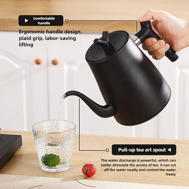 220V Gooseneck Electric Kettle 1L with Temp Control 45-100°C, 304 Stainless Steel Quick Heat, Coffee Tea Brewing