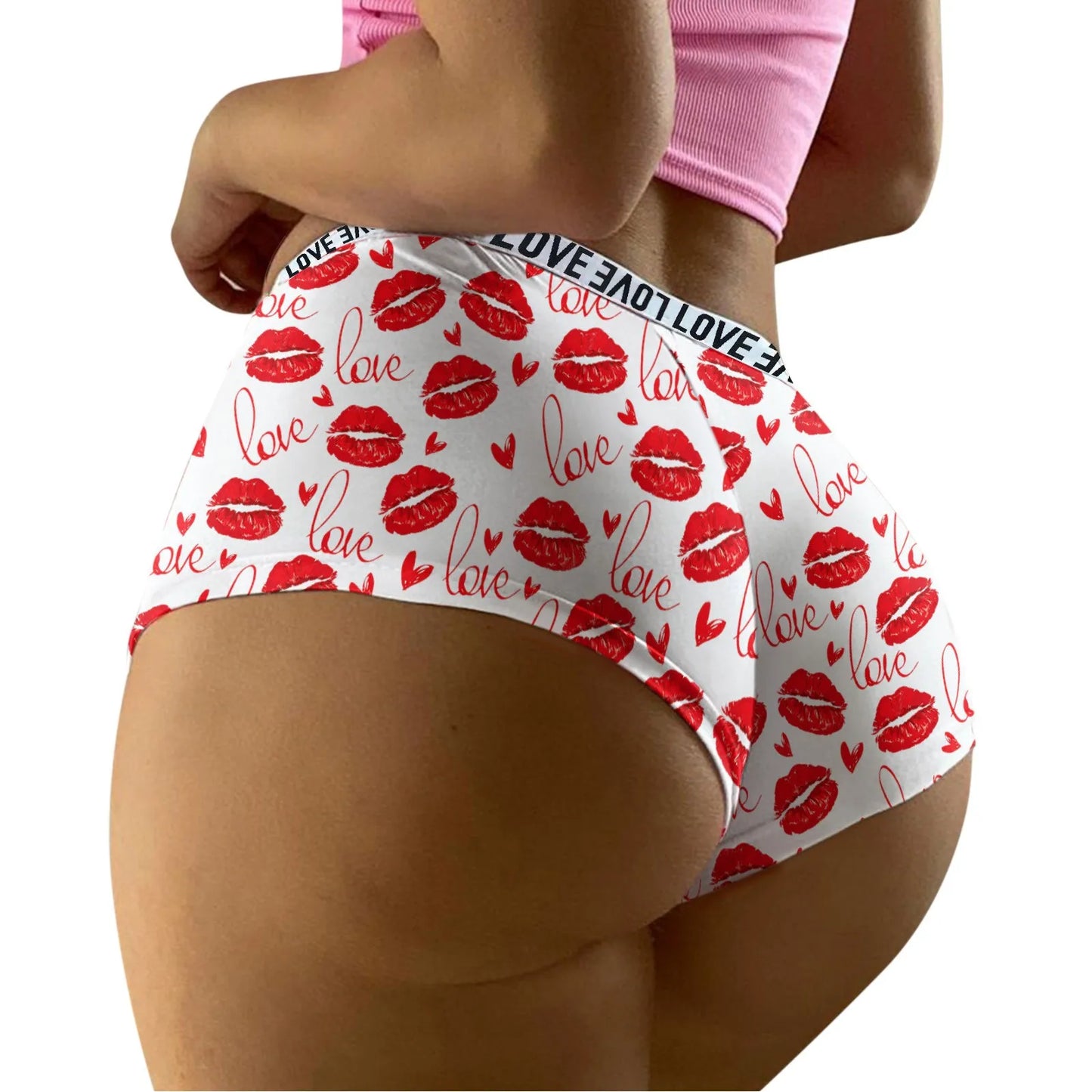 Women Love Print Sexy Boyshort High Waist Cotton Crotch Seamless Underwear For Women Hot Sexy Shaping Panties Calcinhas Sexy