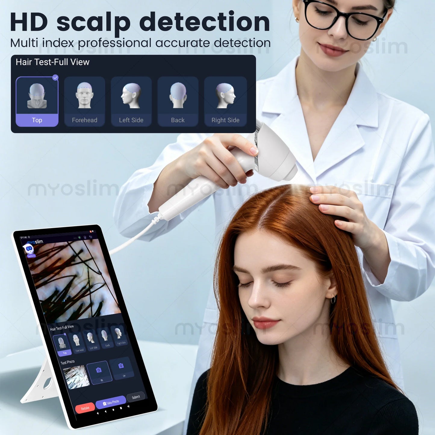 36M HD AI Skin Analyzer Q1pro Face Hair Scalp Detection Machine 8 Spectral Imaging Android 15.6 21.5 inch Custom Report