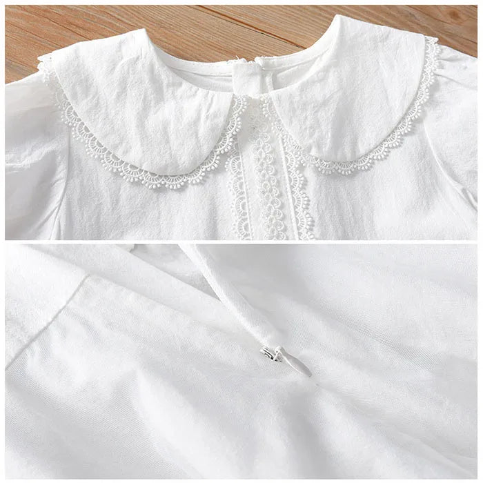 2025 New Summer Baby Girl Birthday Wedding Party Dress Short Sleeved Cotton Solid Color Dress 2-10Yrs Kids Princess Dresses