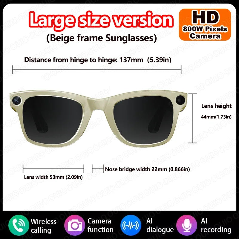 2025 New Smart Glasses 800W HD Camera AI Identification Touch 1080P HD Video Recording Al Voice Wireless Calling Smart Glasses